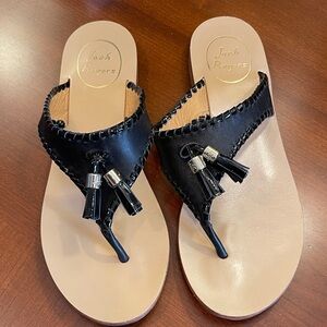 Jack Rogers Black and Tan Leather Sandals